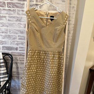 Bigio Collection Womens Tan and White Dainty Polka Dot Dress Size 6